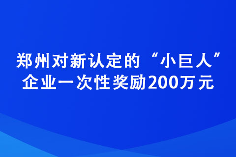 鄭州對新認定的“小巨人”企業(yè)一次性獎勵200萬元