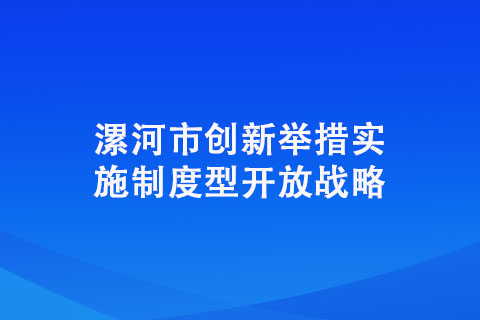 漯河市創(chuàng)新舉措實(shí)施制度型開放戰(zhàn)略