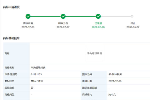 華為技術(shù)有限公司“華為超級終端”商標注冊成功